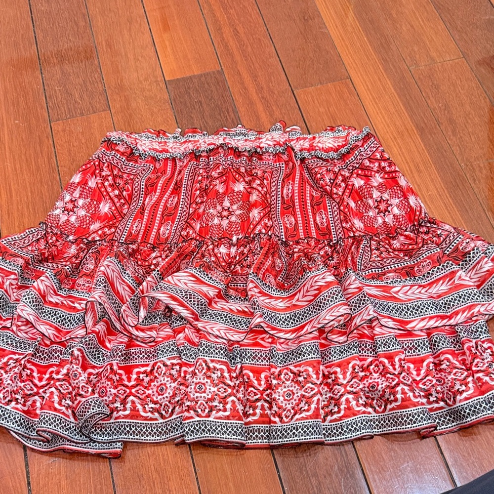 Isabel Marant Red and White A-Line Skirt
